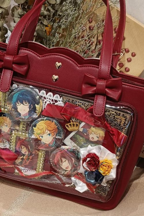 White Ita Shoulder Bag with Clear Window for Pin Display