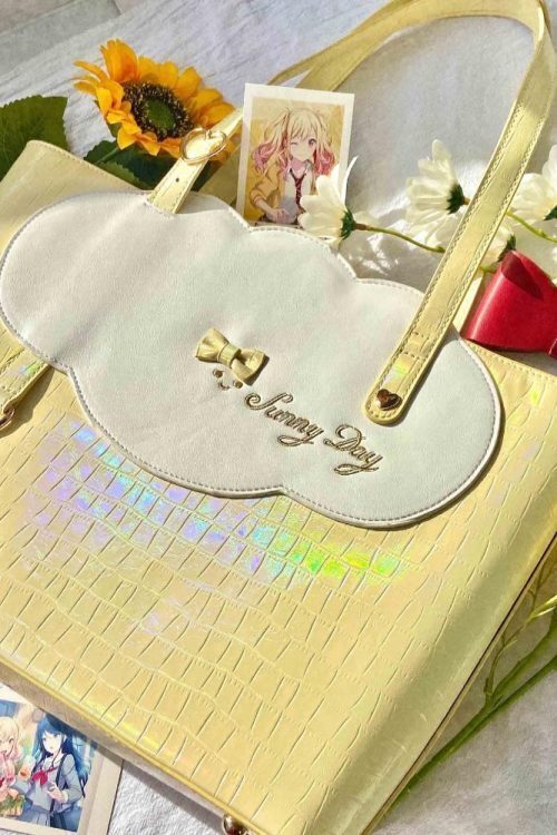 White Ita Shoulder Bag with Clear Window for Pin Display