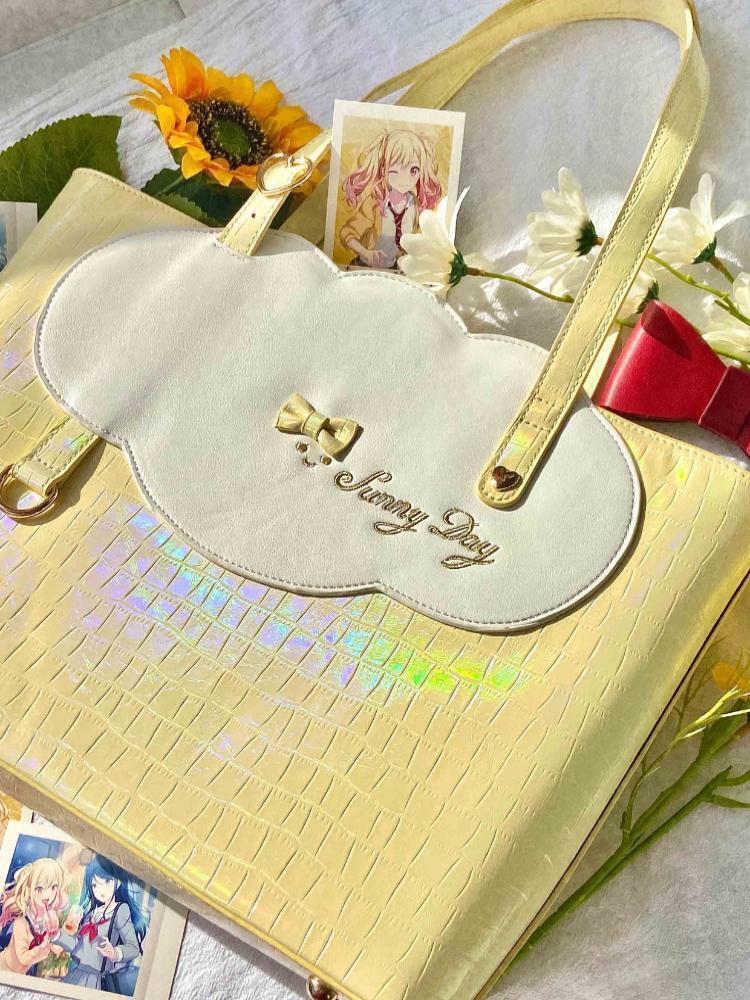 White Ita Shoulder Bag with Clear Window for Pin Display White Ita Shoulder Bag with Clear Window for Pin Display