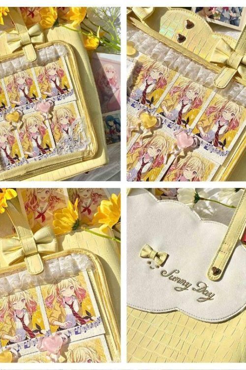 White Ita Shoulder Bag with Clear Window for Pin Display