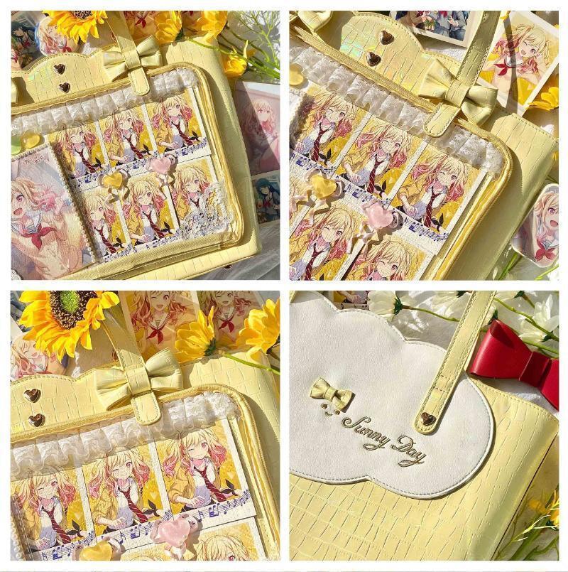 White Ita Shoulder Bag with Clear Window for Pin Display White Ita Shoulder Bag with Clear Window for Pin Display