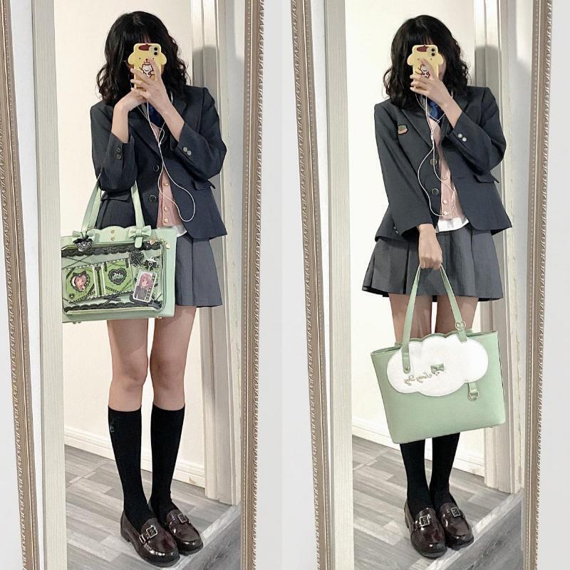 White Ita Shoulder Bag with Clear Window for Pin Display White Ita Shoulder Bag with Clear Window for Pin Display