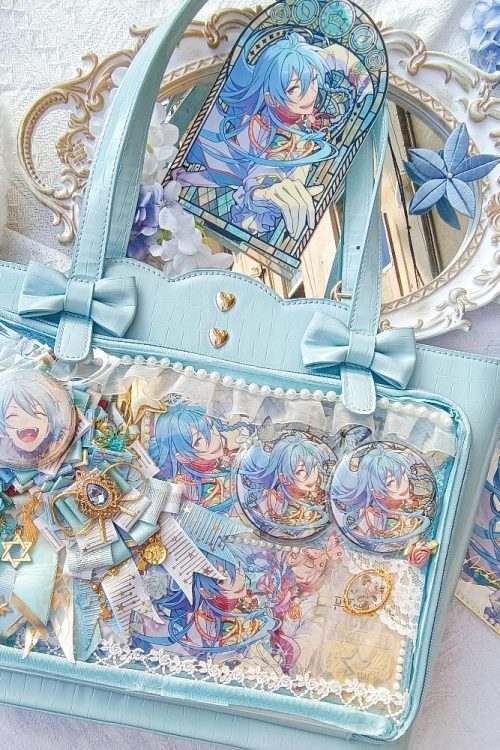 White Ita Shoulder Bag with Clear Window for Pin Display