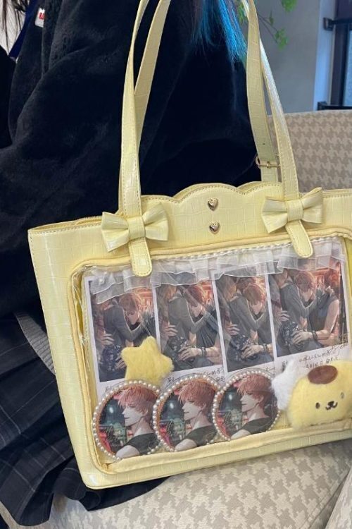 White Ita Shoulder Bag with Clear Window for Pin Display