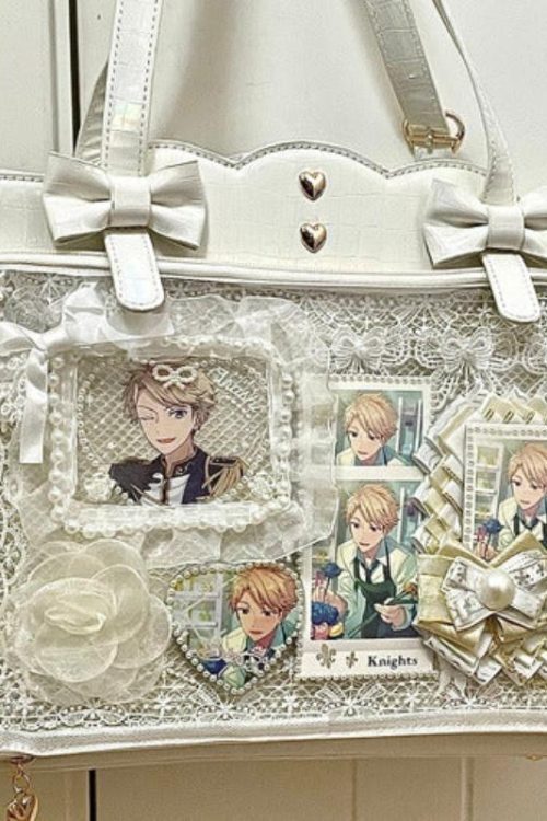 White Ita Shoulder Bag with Clear Window for Pin Display