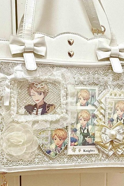 White Ita Shoulder Bag with Clear Window for Pin Display