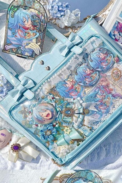 White Ita Shoulder Bag with Clear Window for Pin Display