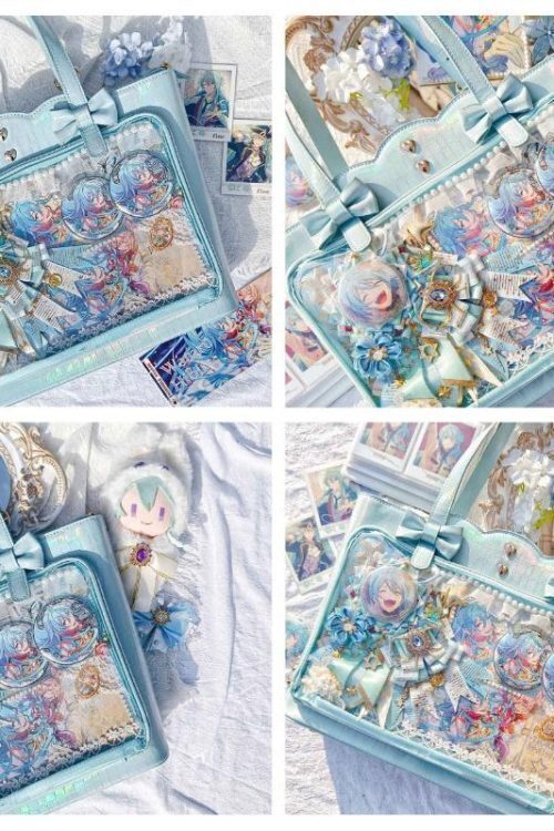 White Ita Shoulder Bag with Clear Window for Pin Display