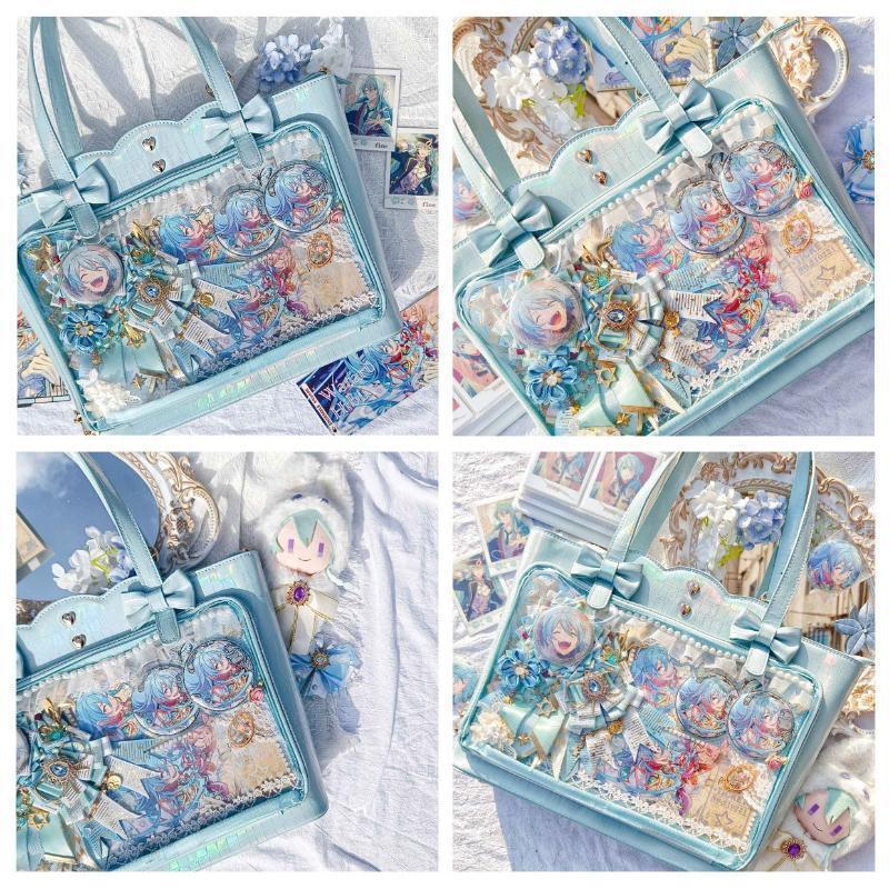 White Ita Shoulder Bag with Clear Window for Pin Display White Ita Shoulder Bag with Clear Window for Pin Display