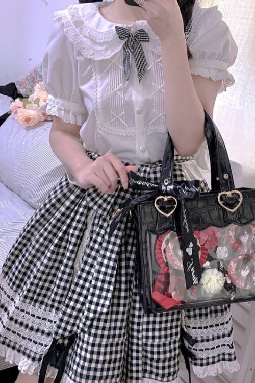 White Ita Tote Bag with Clear Window and Included Insert for Plushies and Pins