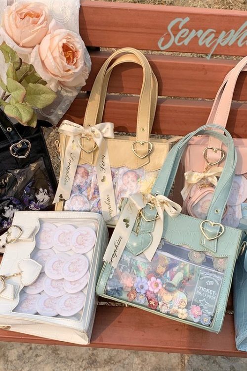 White Ita Tote Bag with Clear Window and Included Insert for Plushies and Pins