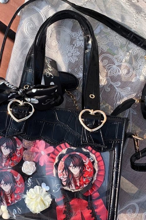 White Ita Tote Bag with Clear Window and Included Insert for Plushies and Pins