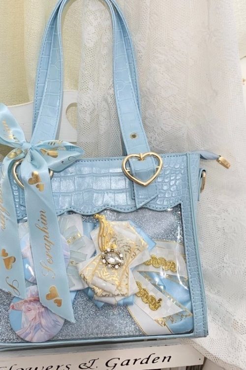 White Ita Tote Bag with Clear Window and Included Insert for Plushies and Pins