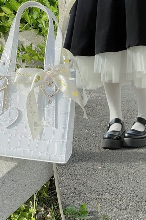 White Ita Tote Bag with Clear Window and Included Insert for Plushies and Pins