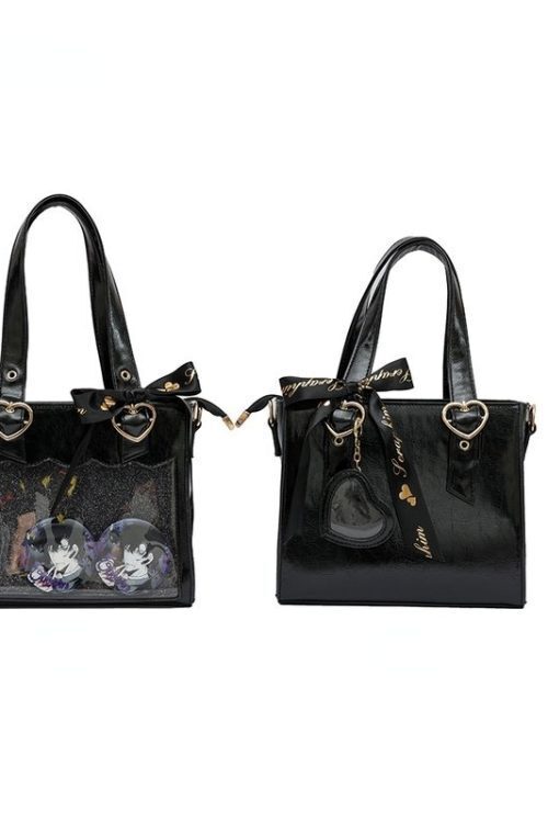 White Ita Tote Bag with Clear Window and Included Insert for Plushies and Pins