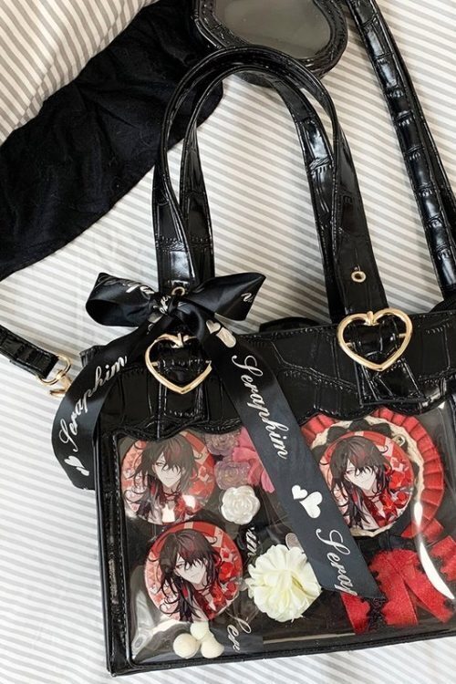 White Ita Tote Bag with Clear Window and Included Insert for Plushies and Pins