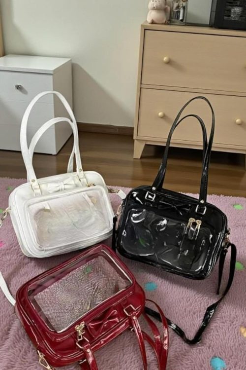 White Kawaii Convertible Ita Bag for Pin Display