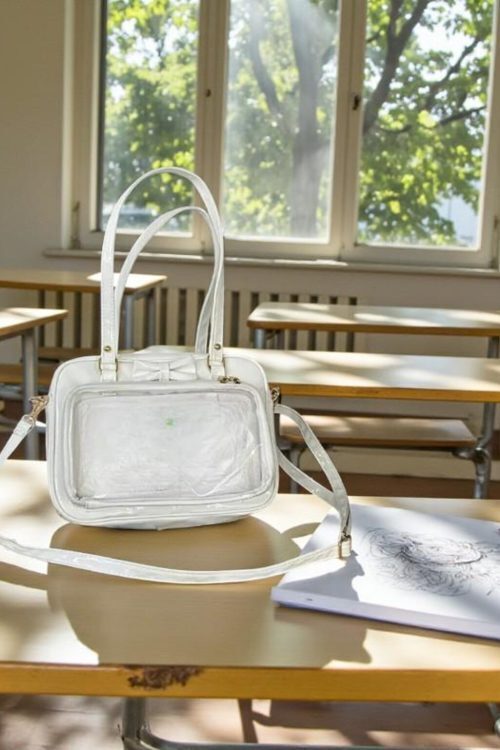 White Kawaii Convertible Ita Bag for Pin Display