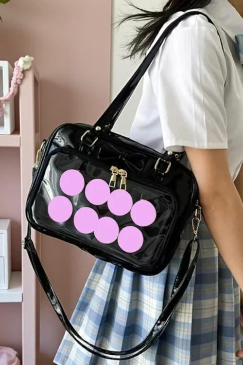 White Kawaii Convertible Ita Bag for Pin Display