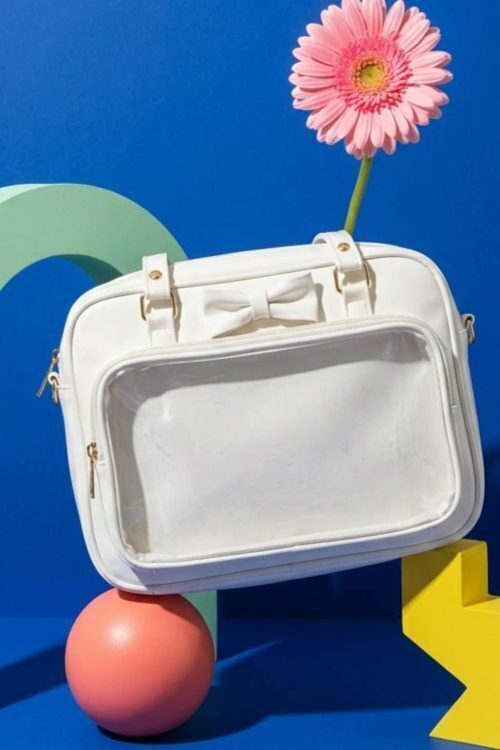 White Kawaii Convertible Ita Bag for Pin Display