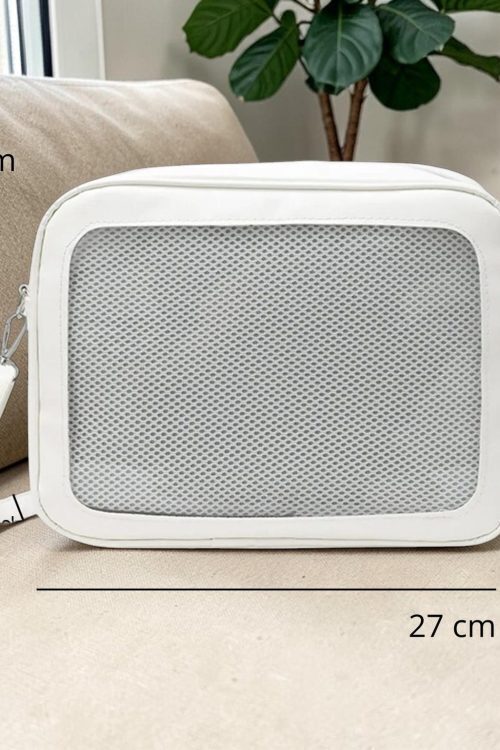 White Kawaii Convertible Ita Bag with Clear Window for Pin Display