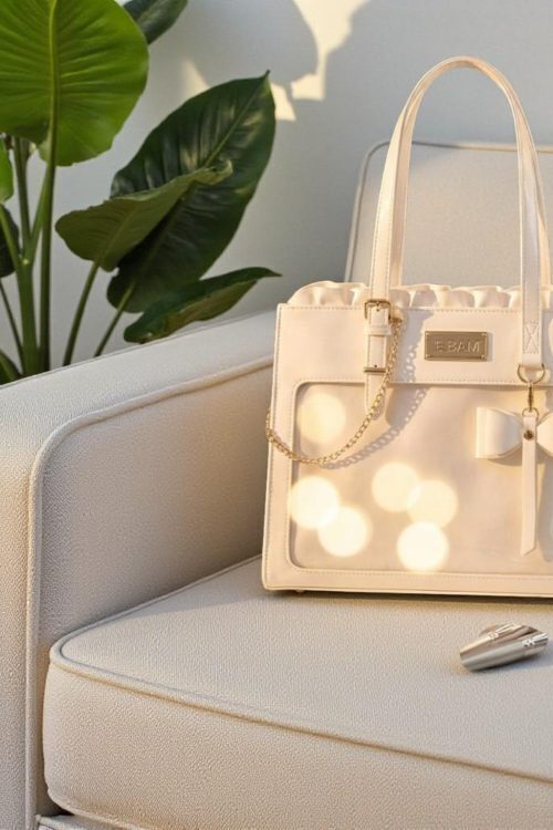 White Kawaii Convertible Ita Bag with Clear Window for Pin Display