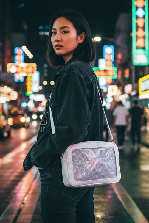 White Kawaii Convertible Ita Bag with Clear Window for Pin Display