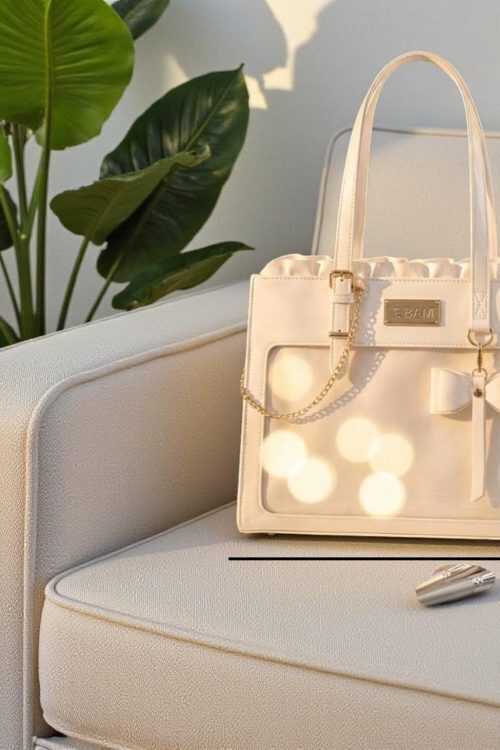 White Kawaii Convertible Ita Bag with Clear Window for Pin Display