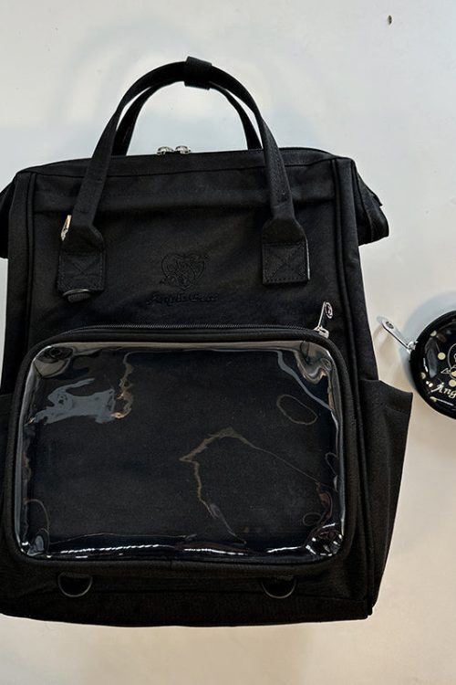 White Kawaii Ita Backpack with Clear Window and Included Insert for Pin Display