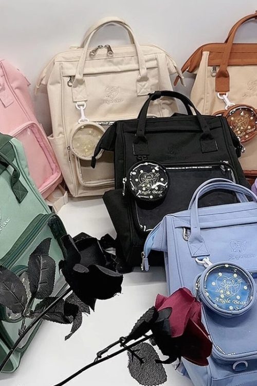 White Kawaii Ita Backpack with Clear Window and Included Insert for Pin Display