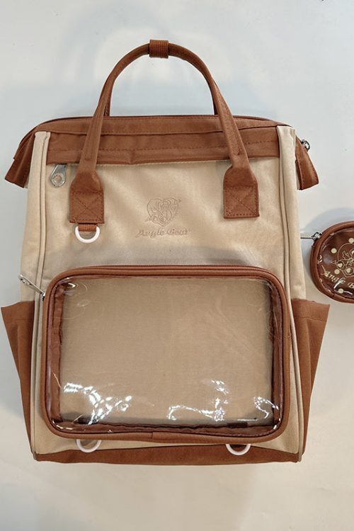 White Kawaii Ita Backpack with Clear Window and Included Insert for Pin Display