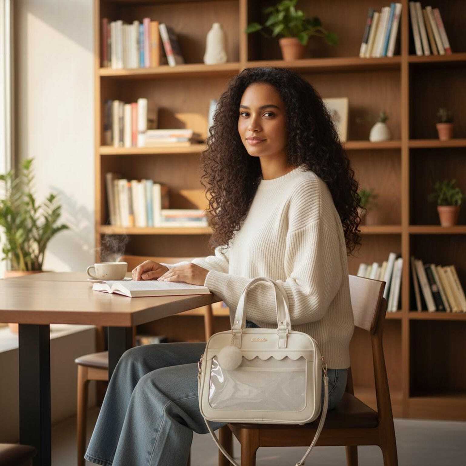 White Kawaii Ita Backpack with Clear Window for Pin Display White Kawaii Ita Backpack with Clear Window for Pin Display