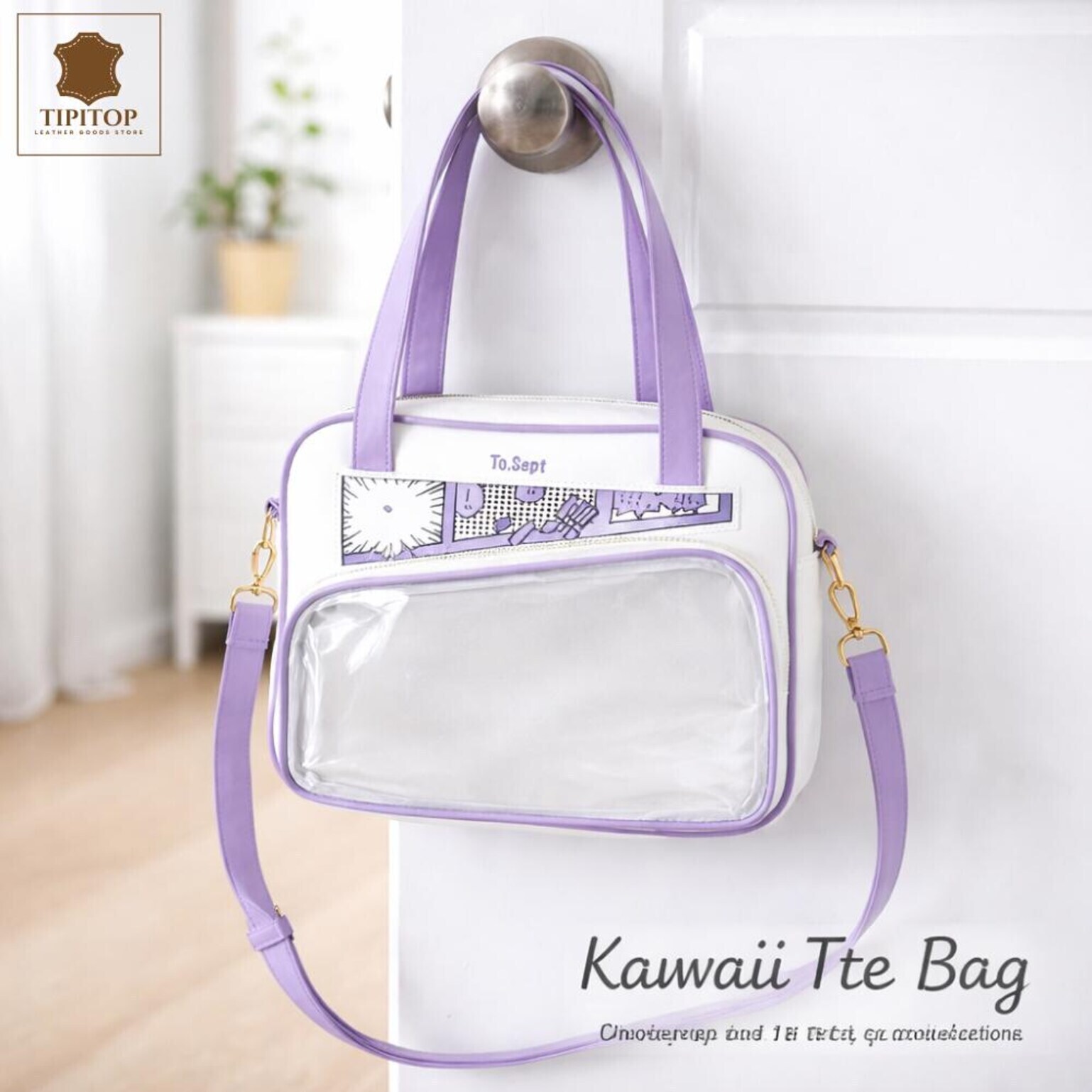 White Kawaii Y2K Convertible Ita Bag with Clear Window for Photocards and Pins White Kawaii Y2K Convertible Ita Bag with Clear Window for Photocards and Pins