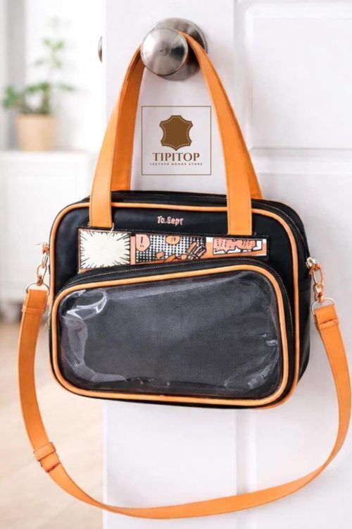 White Kawaii Y2K Convertible Ita Bag with Clear Window for Photocards and Pins