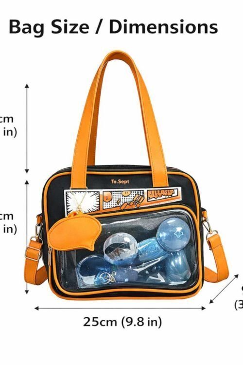 White Kawaii Y2K Convertible Ita Bag with Clear Window for Photocards and Pins