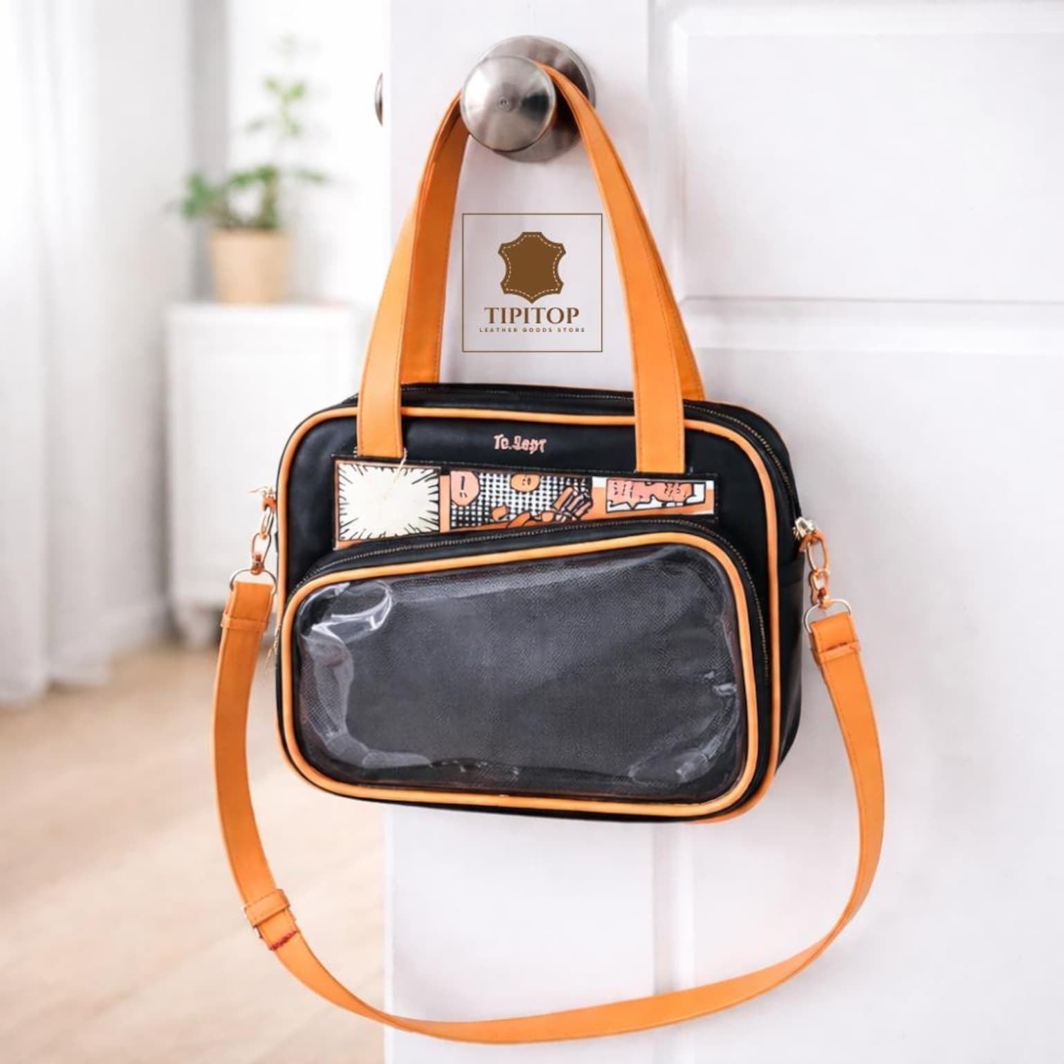 White Kawaii Y2K Convertible Ita Bag with Clear Window for Photocards and Pins White Kawaii Y2K Convertible Ita Bag with Clear Window for Photocards and Pins