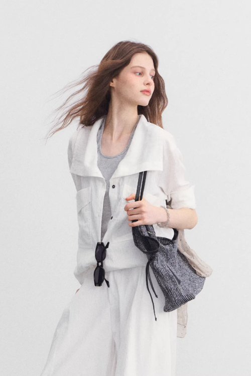 White Long Sleeve / Striped Knit Underwear