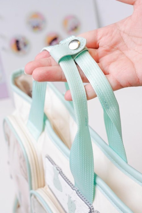 White Plaid Ita Shoulder Bag with Clear Window for Plushies and Pins