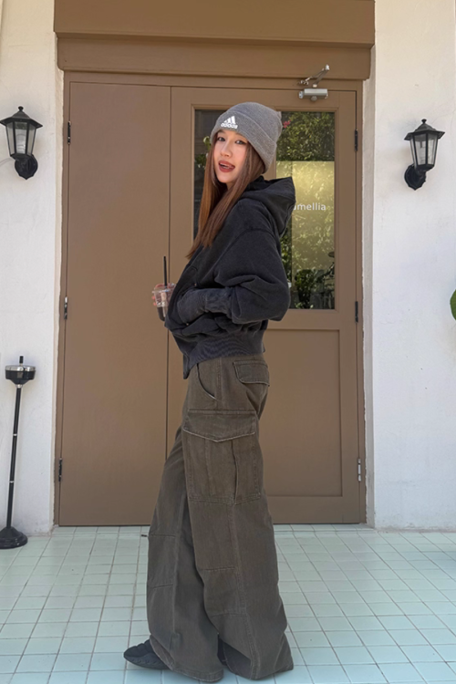 Wide Denim Cargo Pants