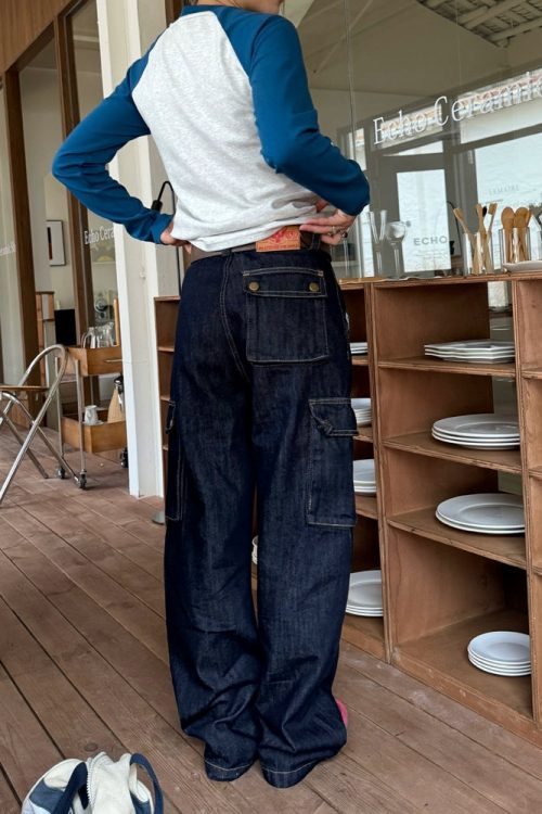 Wide Denim Cargo Pants