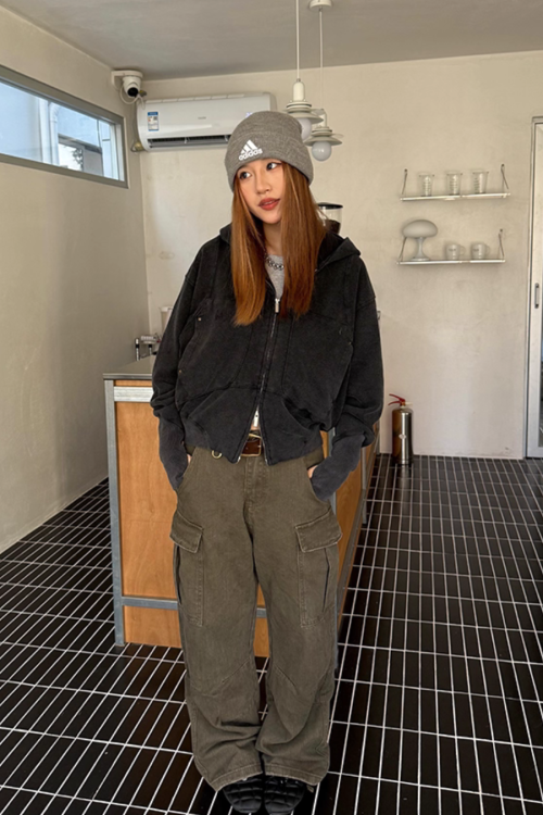 Wide Denim Cargo Pants