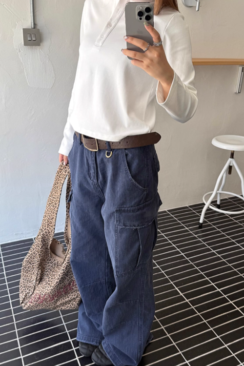 Wide Denim Cargo Pants
