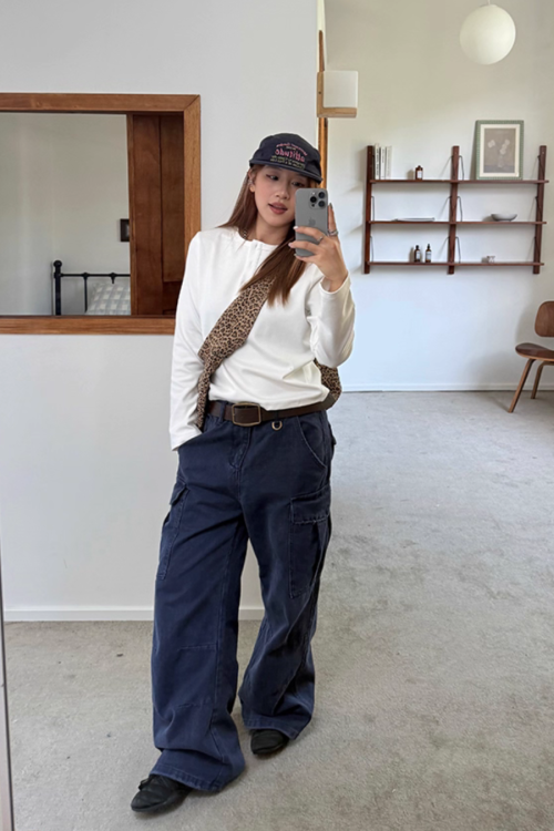 Wide Denim Cargo Pants