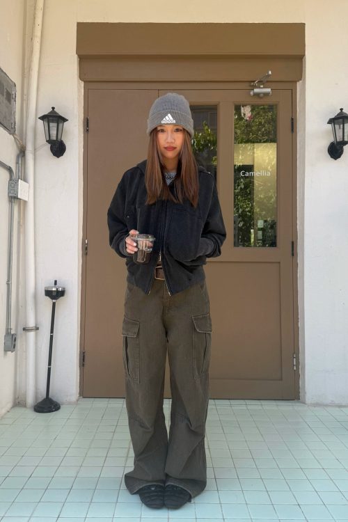 Wide Denim Cargo Pants