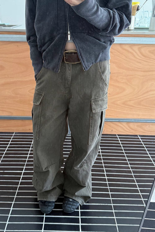 Wide Denim Cargo Pants