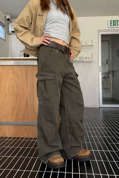 Wide Denim Cargo Pants