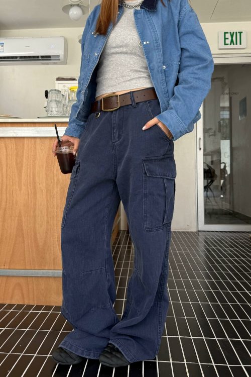 Wide Denim Cargo Pants