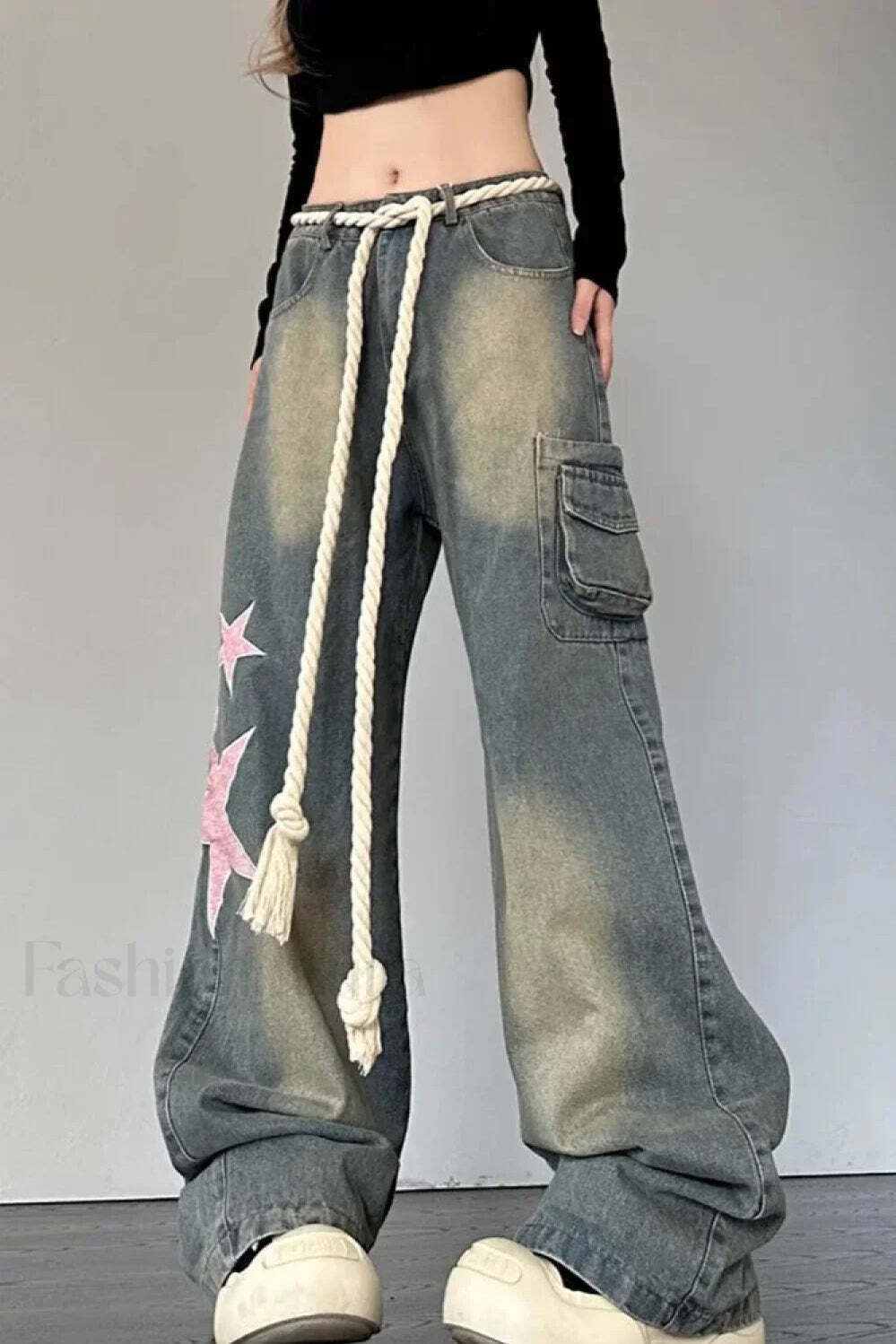Wide Leg Patchwork Heart Jeans Wide Leg Patchwork Heart Jeans