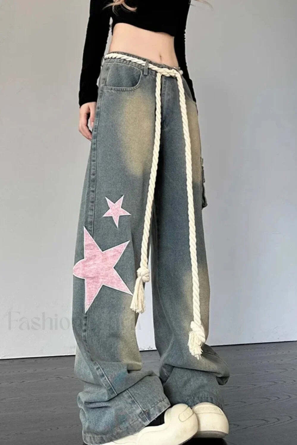 Wide Leg Patchwork Heart Jeans Wide Leg Patchwork Heart Jeans