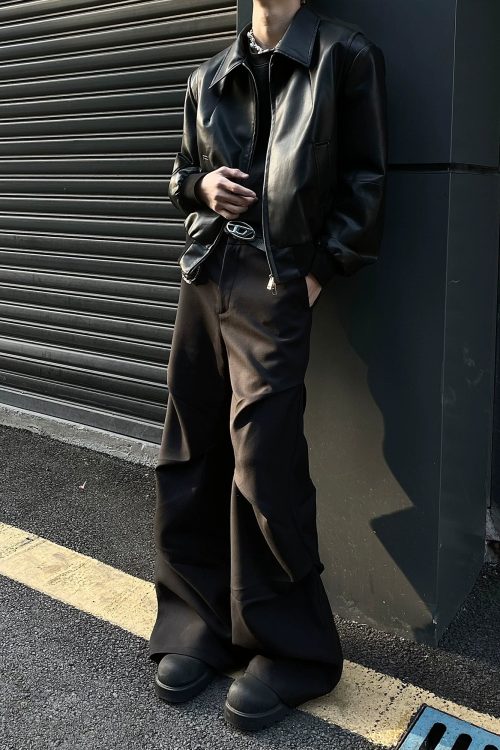 Wide Leg Pleated Casual Pants